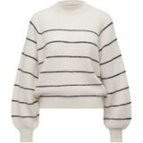 DRYKORN - LARELYA - Trui - Ecru/Zwart - Geribd Ceintuurtje