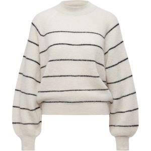 DRYKORN - LARELYA - Trui - Ecru/Zwart - Geribd Ceintuurtje