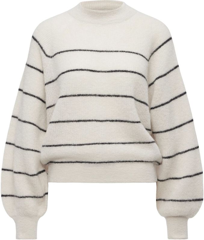 DRYKORN - LARELYA - Trui - Ecru/Zwart - Geribd Ceintuurtje