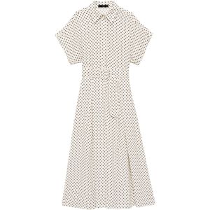 Blousejurk - Gestippeld - Viscose - Knoopsluiting - 7/8 Lengte