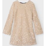 Pailletten Jurk - Kort - Lange Mouwen - Ronde Hals - Regular Fit