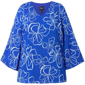 Ulla Popken Blouse  kobaltblauw / wit
