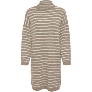 ONLY - ONLTALIO - Gebreide Jurk - Donkerbeige / Wolwit - Knielengte