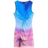 Mouwloze Jurk - Multicolor - Korte Jurk - Drapering in Taille