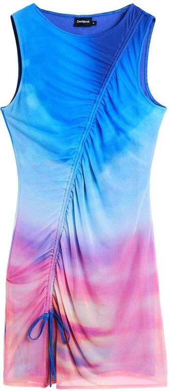 Mouwloze Jurk - Multicolor - Korte Jurk - Drapering in Taille