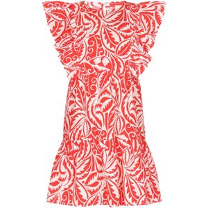 IZIA Zomerjurk  oranjerood / wit