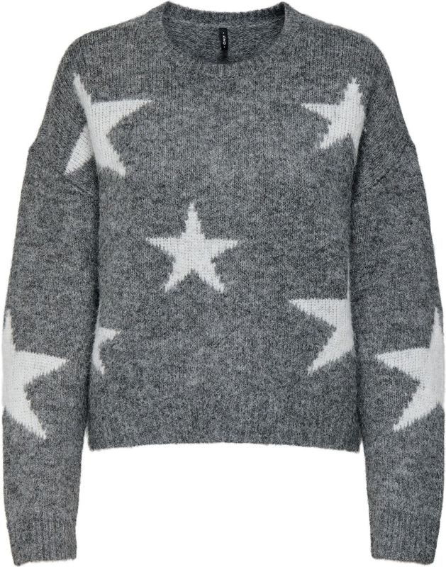 ONLY Gebreid vest 'ONLAZU'  grijs / lichtgrijs