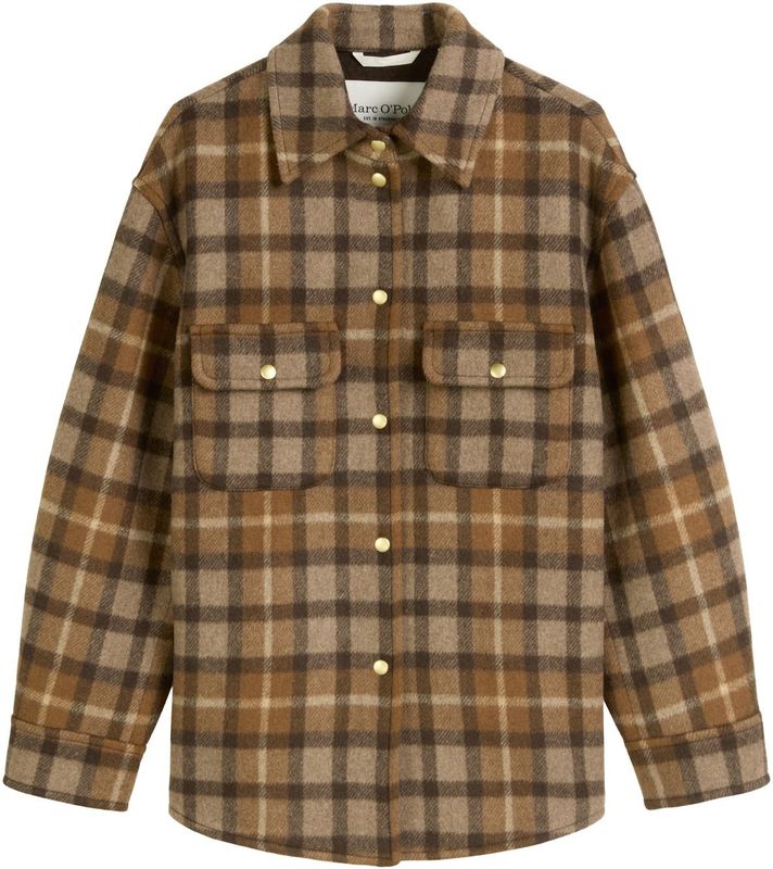 Marc O’Polo - Relaxed Fit Jack - Wolmix - Dames - All-over Motief - Geruit