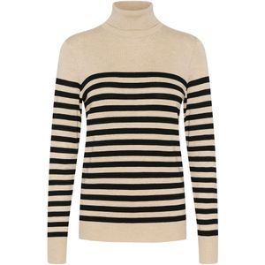 Kaffe - KA Lizza - Trui - Beige/Zwart - Lange Mouw