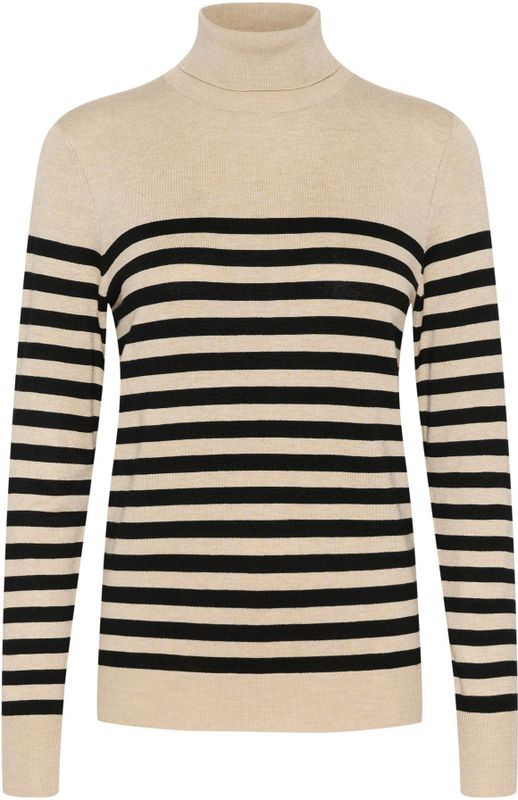 Kaffe - KA Lizza - Trui - Beige/Zwart - Lange Mouw