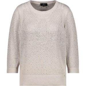 monari - Trui - Nude - Knitwear - Ronde Hals - Driekwart Mouw