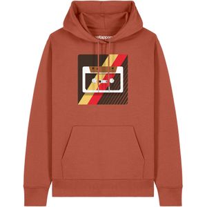 Watapparel Sweatshirt 'Kassette'  chocoladebruin / lichtbruin / geel / bloedrood / wit