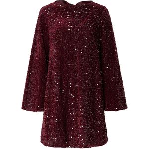 PIECES - PCKAM - Cocktailjurk - Donkerrood - Korte Mouwen