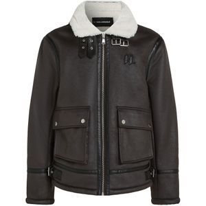 Karl Lagerfeld Winterjas  donkerbruin / wit