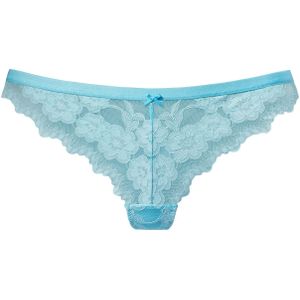 Lascana - String - Turquoise - Delicate Elastische Jacquard Kant