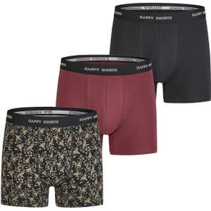 Happy Shorts Boxershorts ' Jersey '  beige / bordeaux / zwart