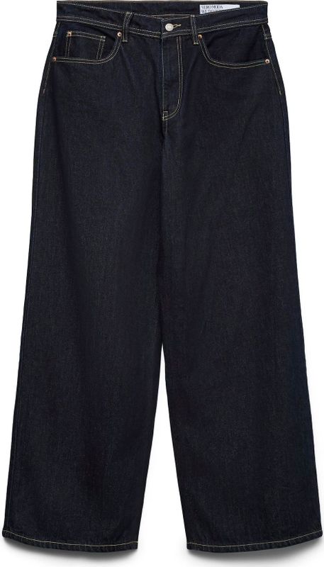 Wide Fit Jeans - Licht Verwassen Dark Denim Look - Low Waist