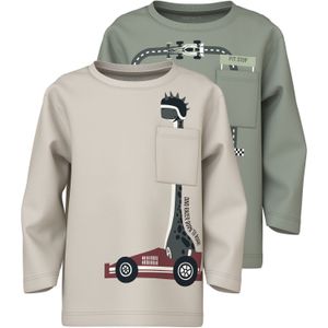 NAME IT Shirt 'NMMVILIAN'  grijs / lichtgrijs / bourgogne / wit