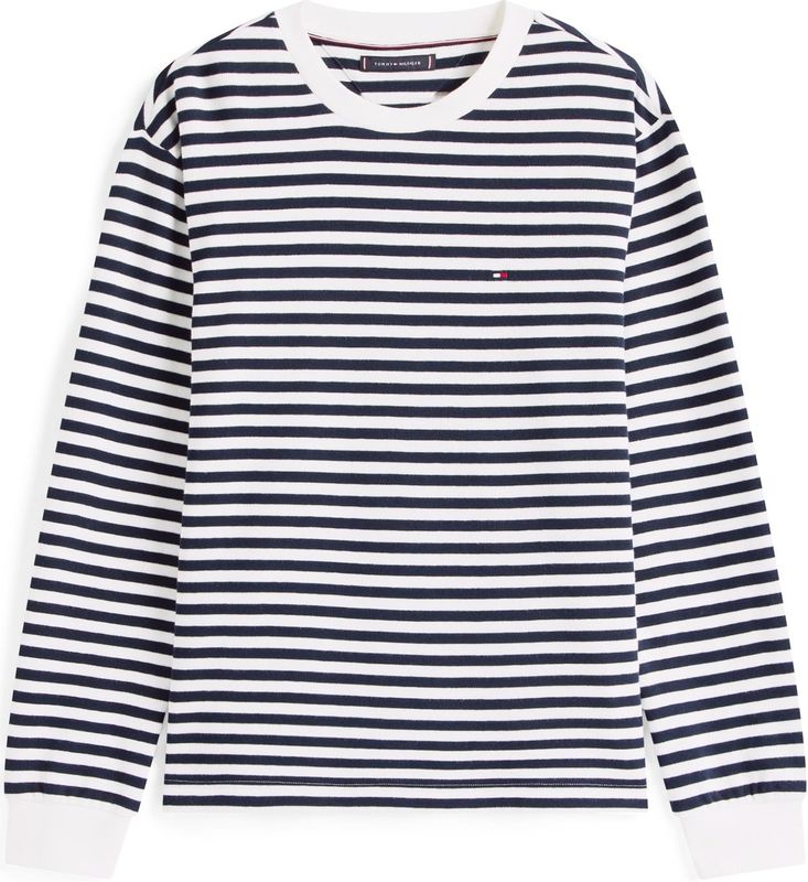 TOMMY HILFIGER - Shirt - Navy/Wit - Lange Mouw - Gestreept