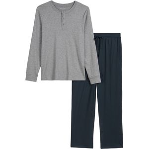 Marc O'Polo Pyjama lang ' Mix N Match Cotton '  donkerblauw / grijs gemêleerd