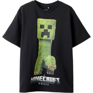 NAME IT Shirt 'NKMNORAN MINECRAFT'  grijs / groen / zwart / wit