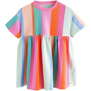 Next - Jurk - Beige Groen Oranje Rosa - Katoen - Knielengte - Normale Pasvorm