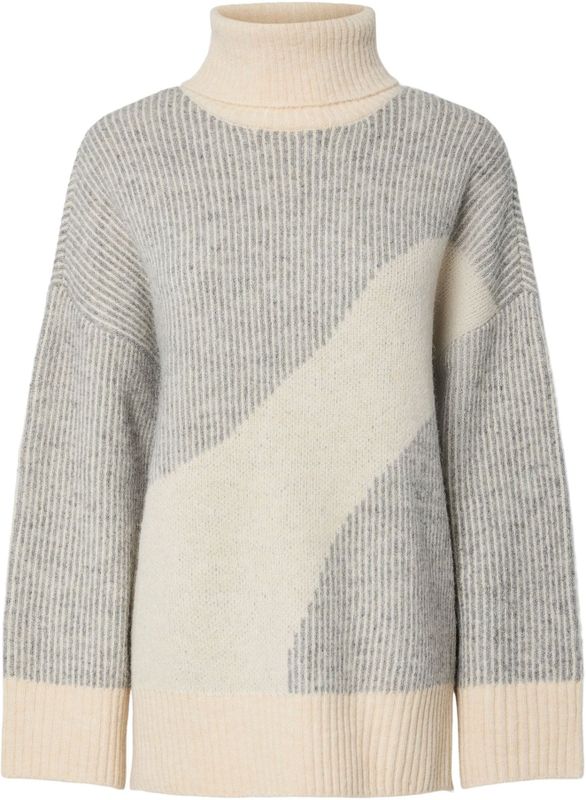 Pclinna - Loose Fit - Gebreide Trui - Ronde Hals - Lange Mouwen - Rolkraag