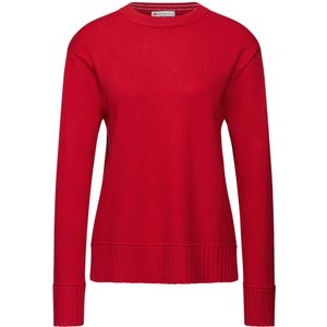 STREET ONE - Trui - Racing Red - Met Ronde Hals en Ribboorden