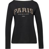 STREET ONE - Shirt - Zwart - Lange Mouwen - Wording Print in Leo-look