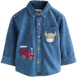 Next Shirt  blauw denim / mokka / rood / wit
