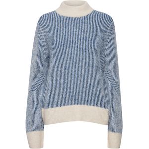 ICHI Trui 'Kamara'  donkerblauw / offwhite