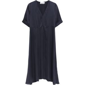 Jurken - Effen - 100% Acetaat - Diepe V-hals - Korte Mouwen
