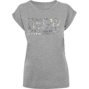 F4NT4STIC Shirt 'Tom And Jerry Cartoon Dept Jerry'  beige / grijs gemêleerd / zwart / wit