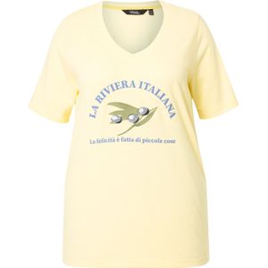 Ulla Popken Shirt  royal blue/koningsblauw / lichtgeel / olijfgroen / wit