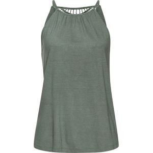 Zomertop - Kaki - Jersey - Mouwloos met Kantinzet