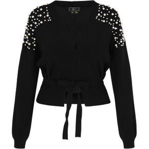 faina Gebreid vest  zwart / wit