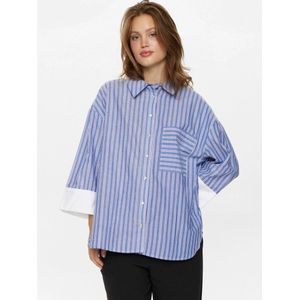 NÜMPH Blouse 'NUALLISON'  blauw / grijs / wit