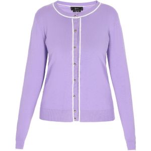 faina Gebreid vest  lavendel / wit