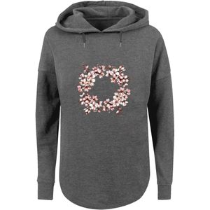 F4NT4STIC Sweatshirt 'Rosa Frühlings Blumenkranz Dekor'  donkergrijs / rosa / wit