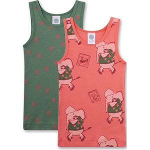 Sanetta Onderhemd  donkergroen / rosa / lichtroze