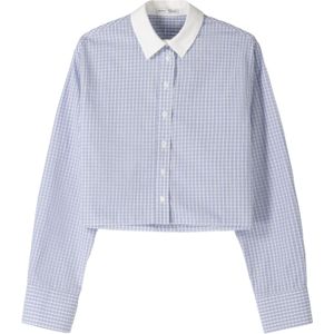 Bershka Blouse  duifblauw / wit