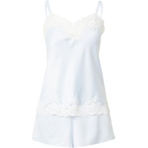 Lauren Ralph Lauren - Korte Pyjama - Pastelblauw/Wit - 2-delig - Satijn