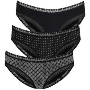 Bikinibroekje - Zwart - Katoen - Kant