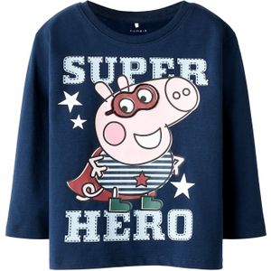 NAME IT - NMMOtto Peppa - Shirt - Navy - Lichtblauw - Pastelroze - Wit - Lange Mouw