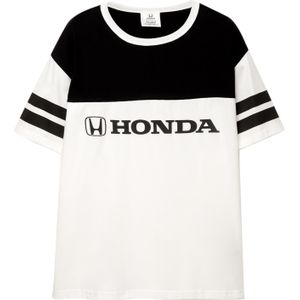 Pull&Bear Shirt 'HONDA'  zwart / offwhite