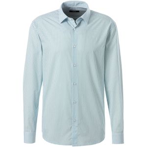 Overhemd - Wit/Lichtblauw - Zuiver Katoen - Met Haifiskraag