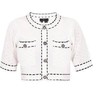 faina Gebreid vest 'Fashion Look'  zwart / offwhite