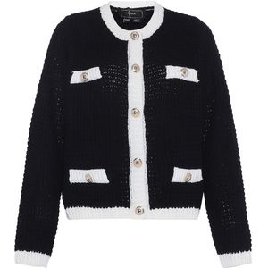 faina Gebreid vest  zwart / wit