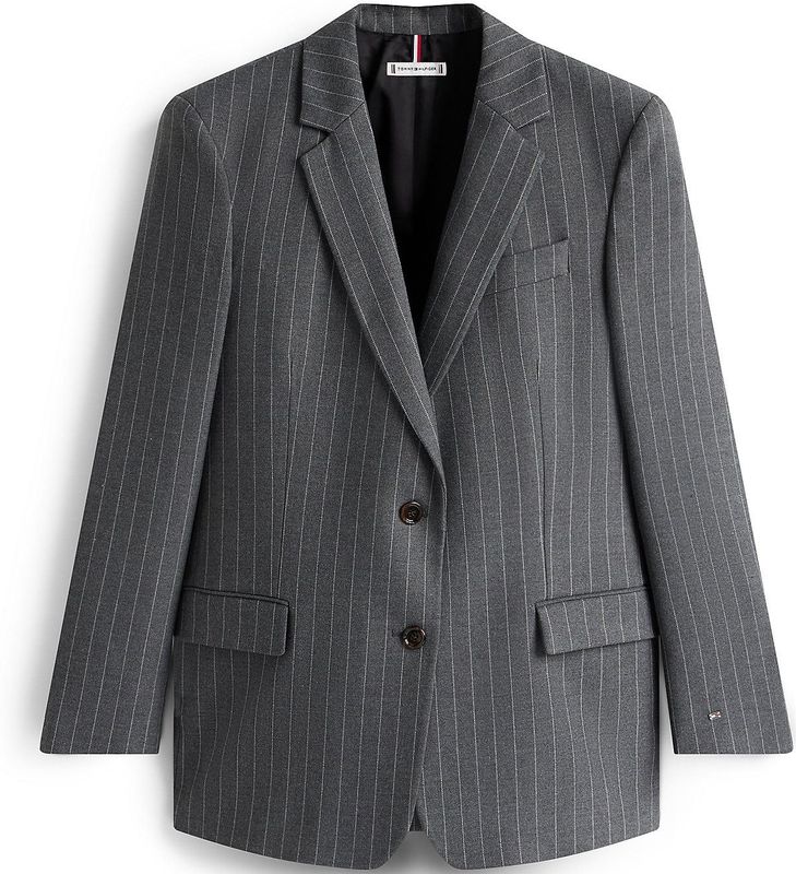 Tommy Hilfiger Blazer Pinstripe Relaxed Fit Grijs dames