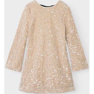 Pailletten Jurk - Kort - Lange Mouwen - Ronde Hals - Regular Fit